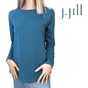 J. Jill Pullover Top Sweater Shirt Tank Cotton Cadet Blue Boat Neck XS-S